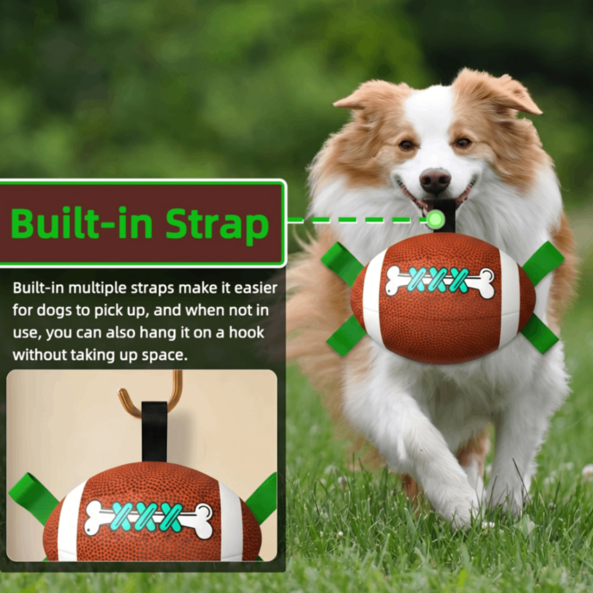 Interactive Dog Football Toy with Pull Tabs for Tug-of-War view 6