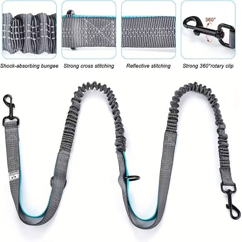 Hands-Free Dog Walking Waist Pack with Bungee Leash Set – Adjustable Running view 5