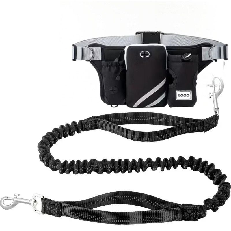 Hands-Free Dog Walking Waist Pack with Bungee Leash Set – Adjustable Running view 8