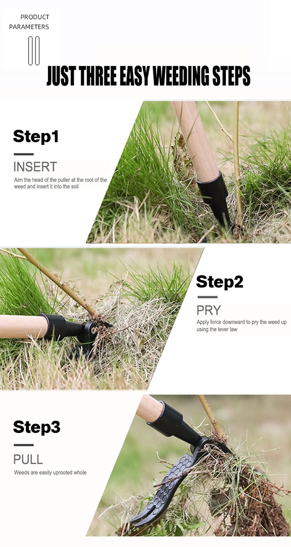 Standing Weed Puller Tool with Foot Lever and Four-Claw Gripper for Garden view 7