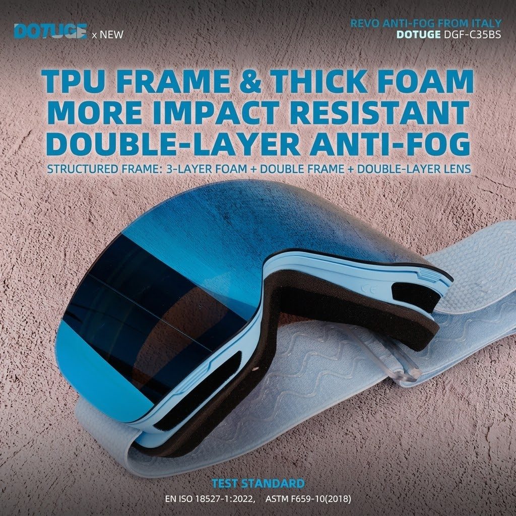 Magnetic Flip-Up Ski Goggles with Anti-Fog Cylindrical Lens for Snow Sports view 6