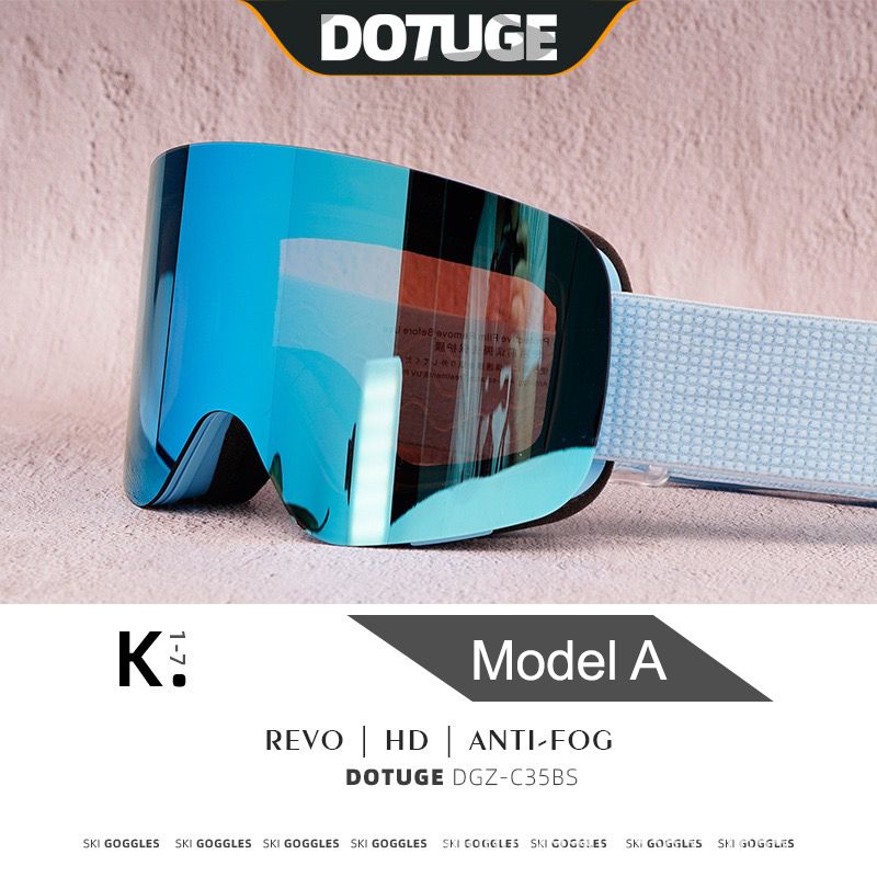 Magnetic Flip-Up Ski Goggles with Anti-Fog Cylindrical Lens for Snow Sports view 12