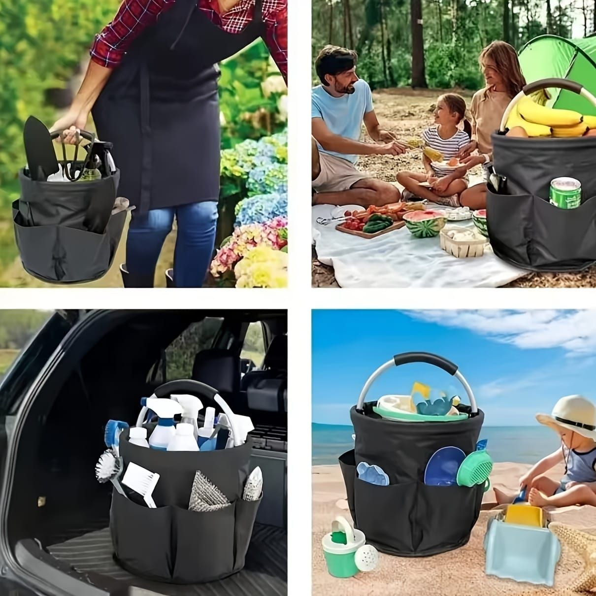 Foldable Carry-All Tote with Handle and Multiple Pockets – Portable view 8