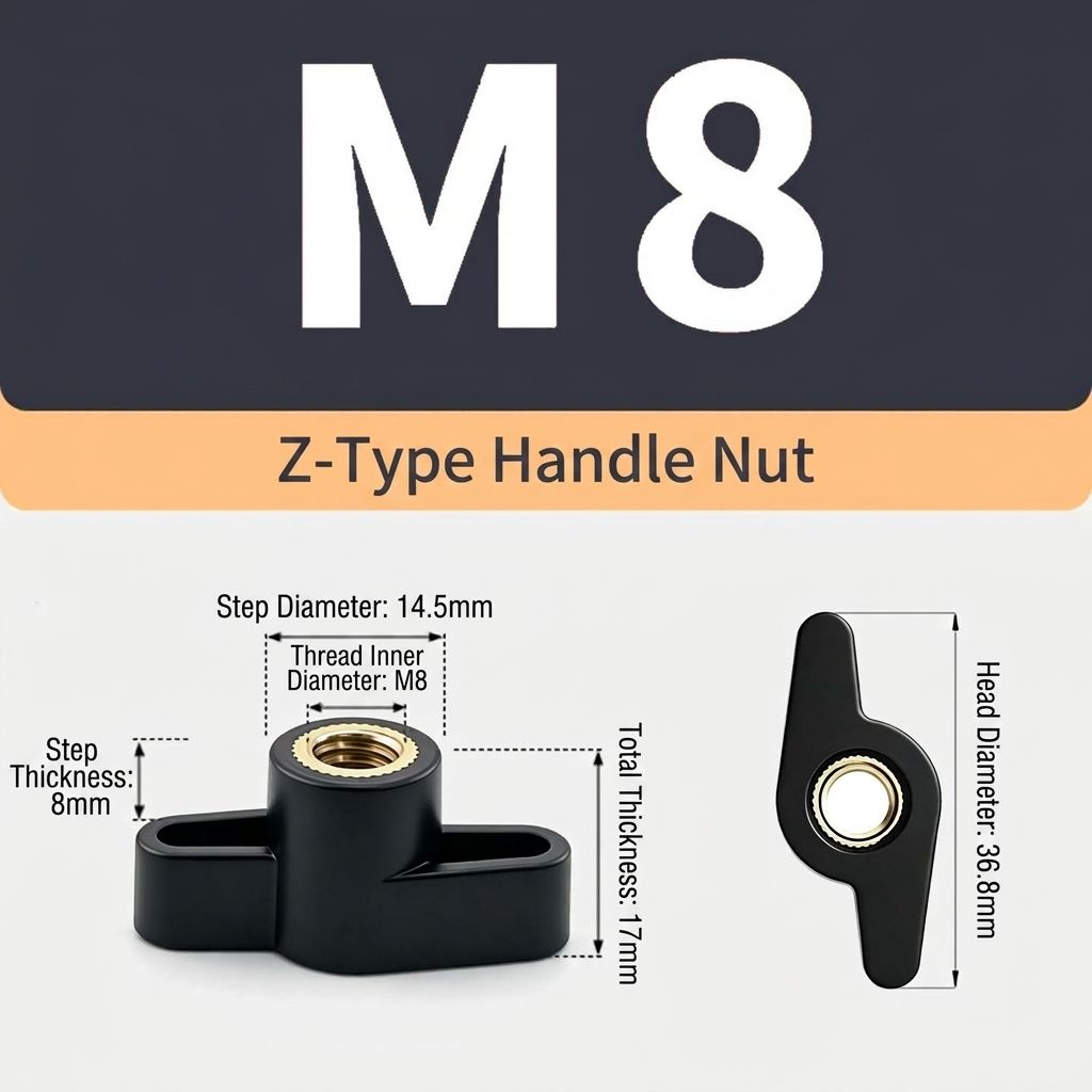 Z-Shaped Hand Knob Nut with Copper Threads for Woodworking Fixture Clamping view 4