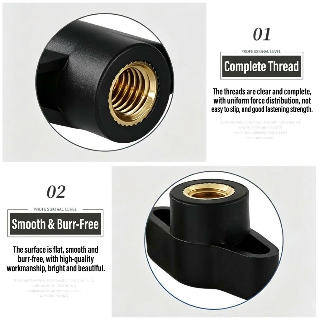 Z-Shaped Hand Knob Nut with Copper Threads for Woodworking Fixture Clamping view 6