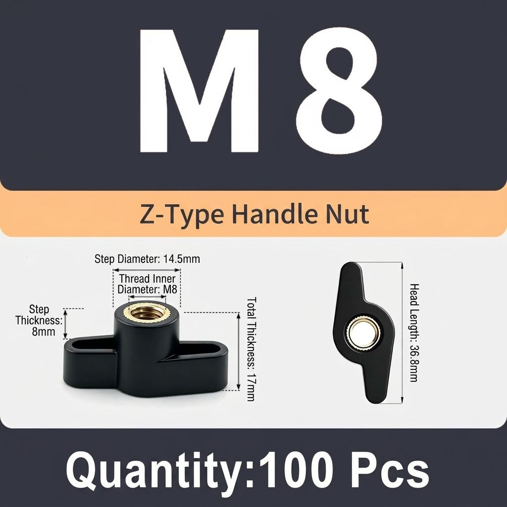 Z-Shaped Hand Knob Nut with Copper Threads for Woodworking Fixture Clamping view 11