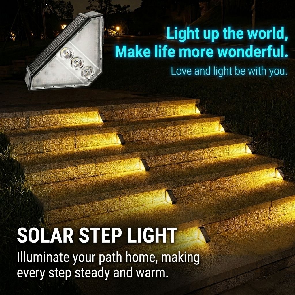 Solar Powered Triangle Step Light with Monocrystalline Silicon Panel
