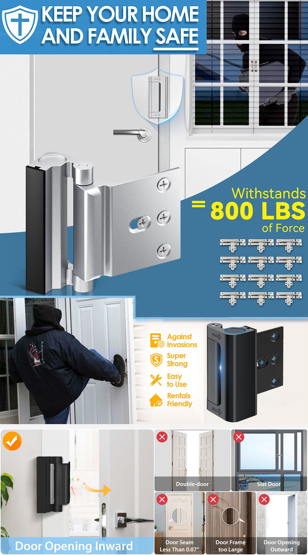 Heavy Duty Flip Door Lock for Home Security view 8