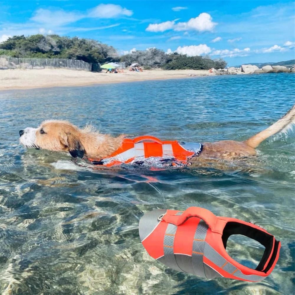 Dog Life Jacket Pet Swim Vest with Rescue Handle Reflective Strips Adjustable — image 1