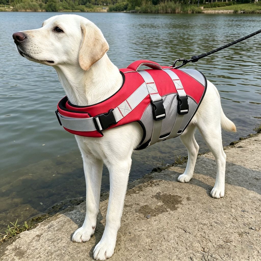 Dog Life Jacket Pet Swim Vest with Rescue Handle Reflective Strips Adjustable view 9