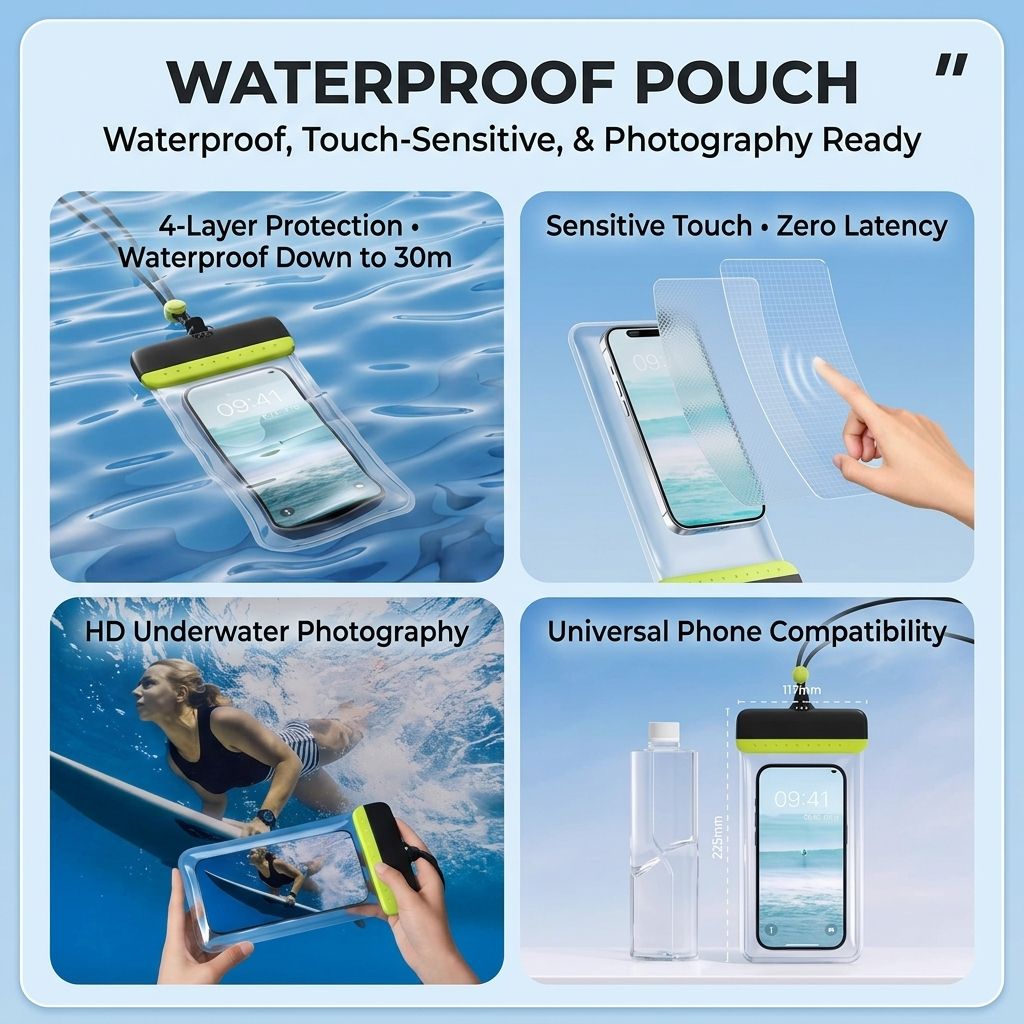 Waterproof Phone Pouch with Adjustable Lanyard view 4