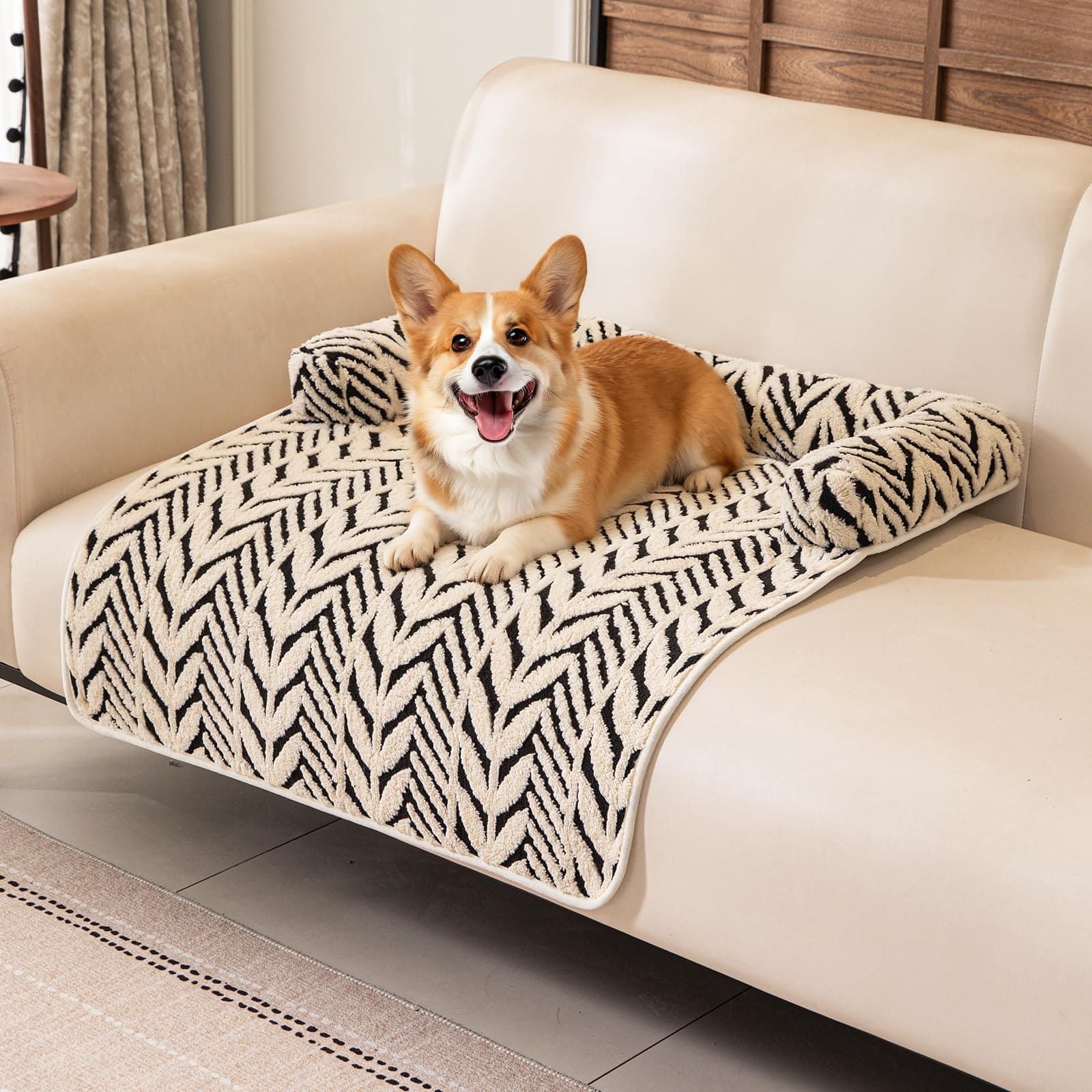 Ultra-Soft Plush Pet Sofa Bed with Bolster Support