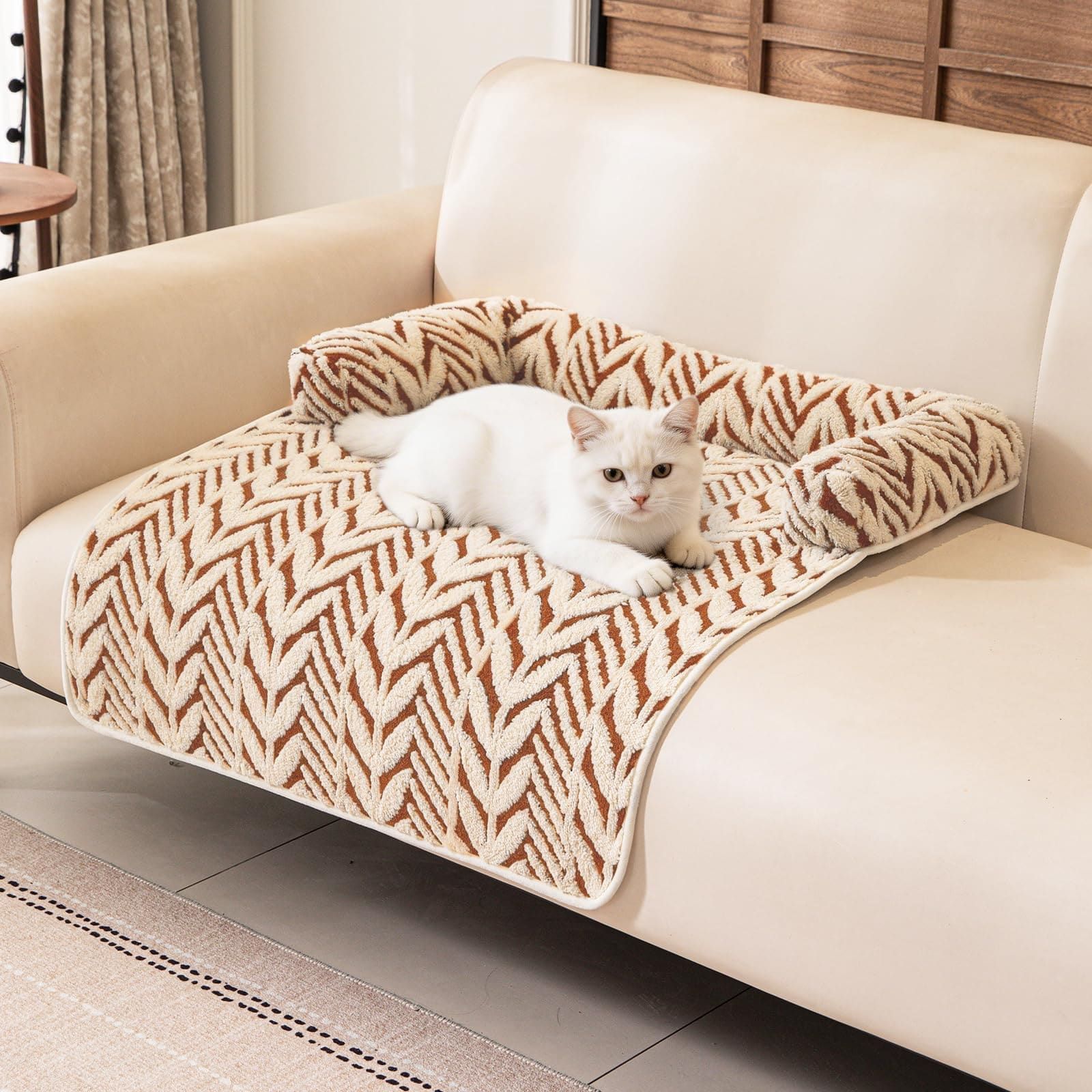Ultra-Soft Plush Pet Sofa Bed with Bolster Support