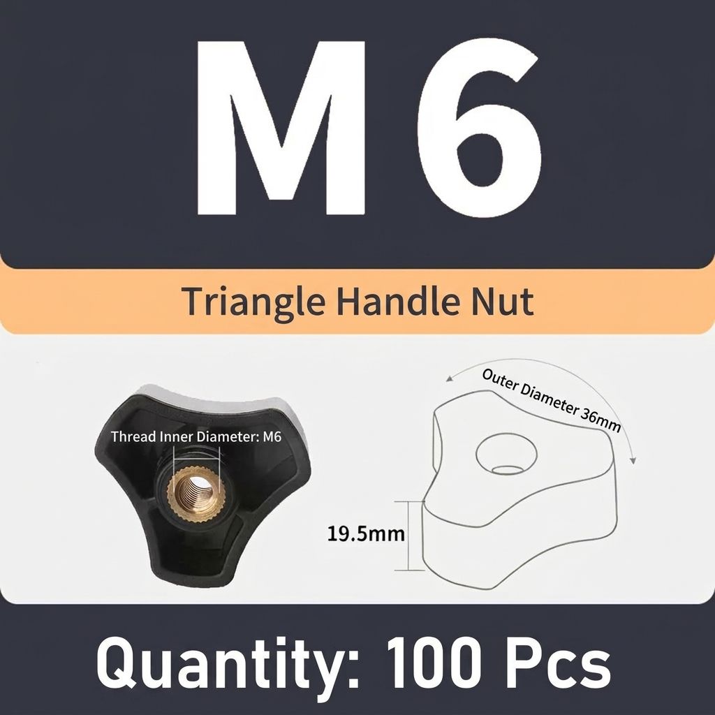 Triangular Knob Nut with Brass Threaded Insert