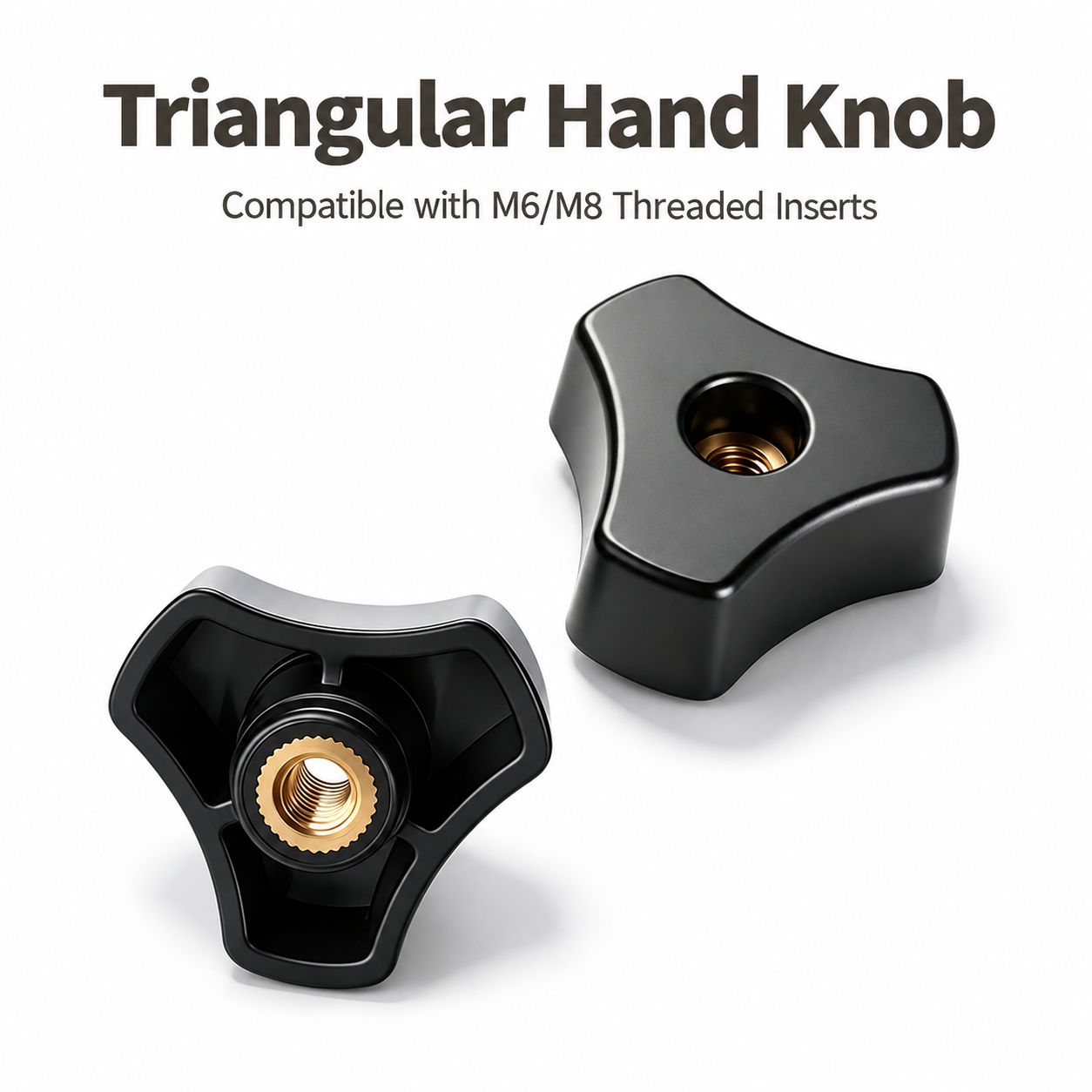 Triangular Knob Nut with Brass Threaded Insert view 2