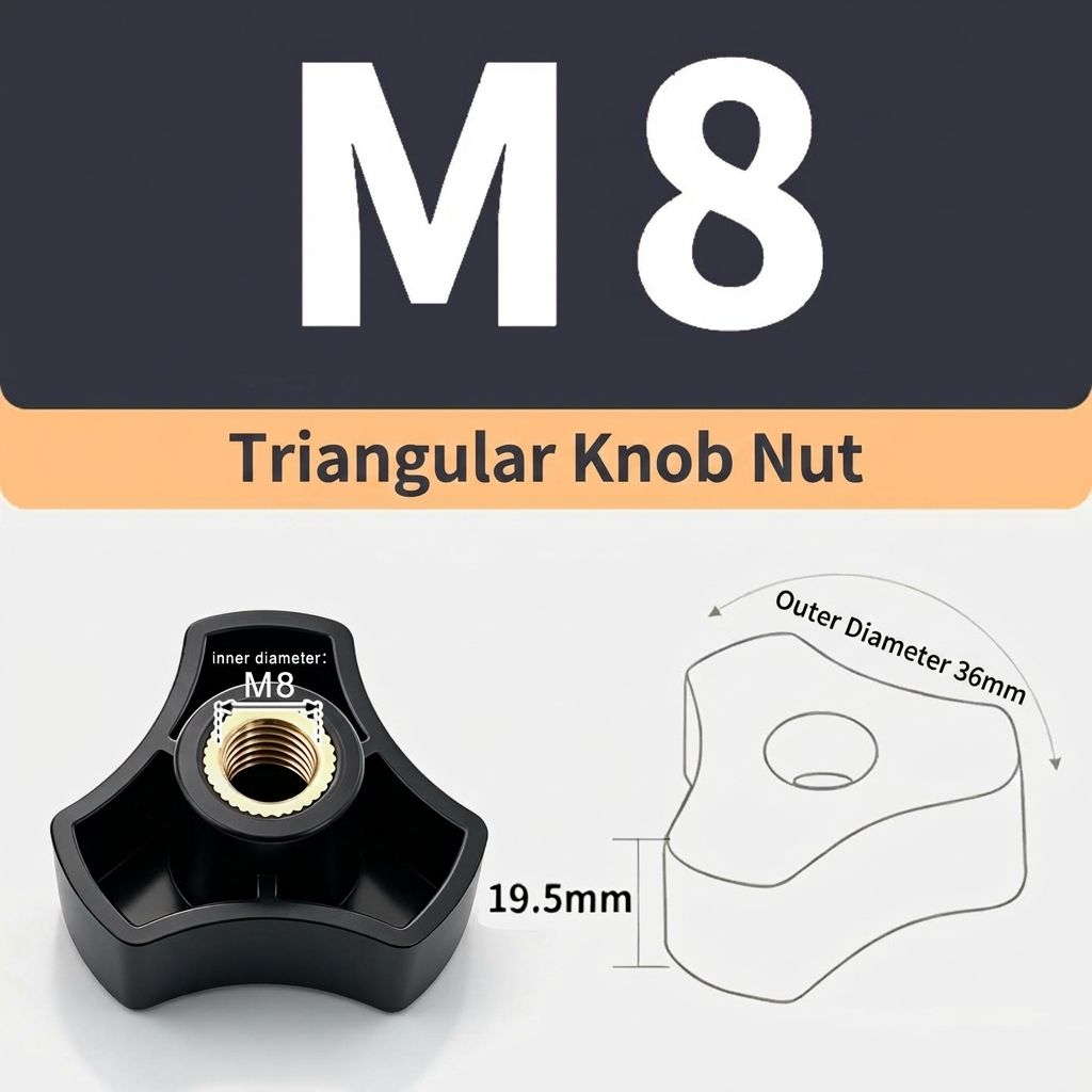 Triangular Knob Nut with Brass Threaded Insert view 4