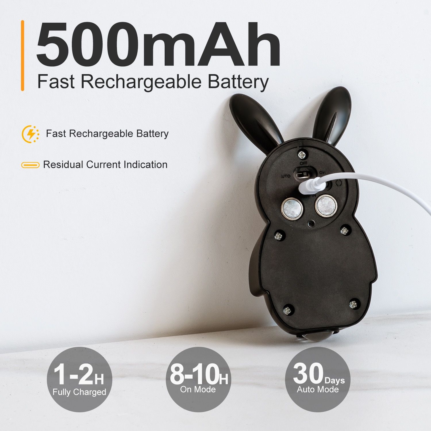 Adorable bunny-shaped motion sensor wall light with magnetic mounting view 7