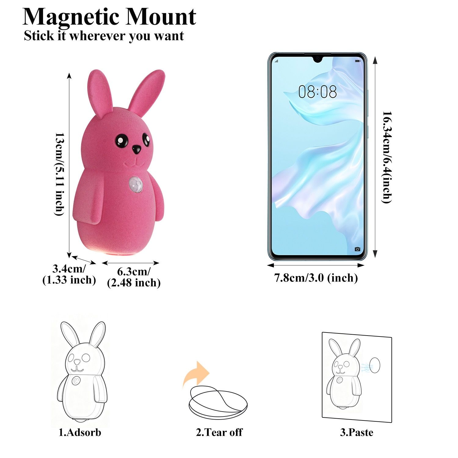 Adorable bunny-shaped motion sensor wall light with magnetic mounting view 11