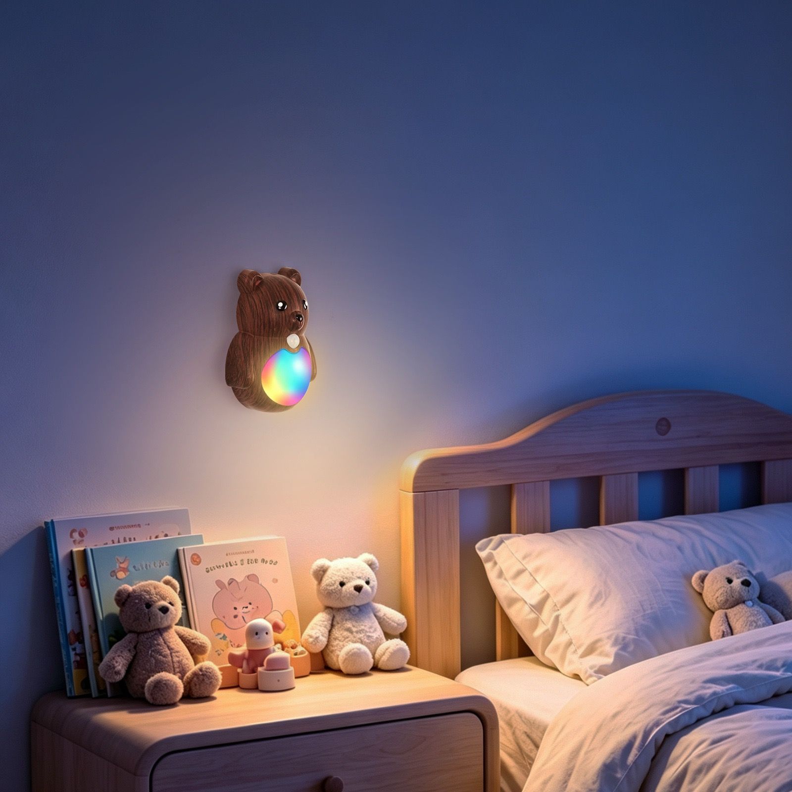 Adorable Cartoon Bear Magnetic Motion Sensor Night Light – Rechargeable LED view 11