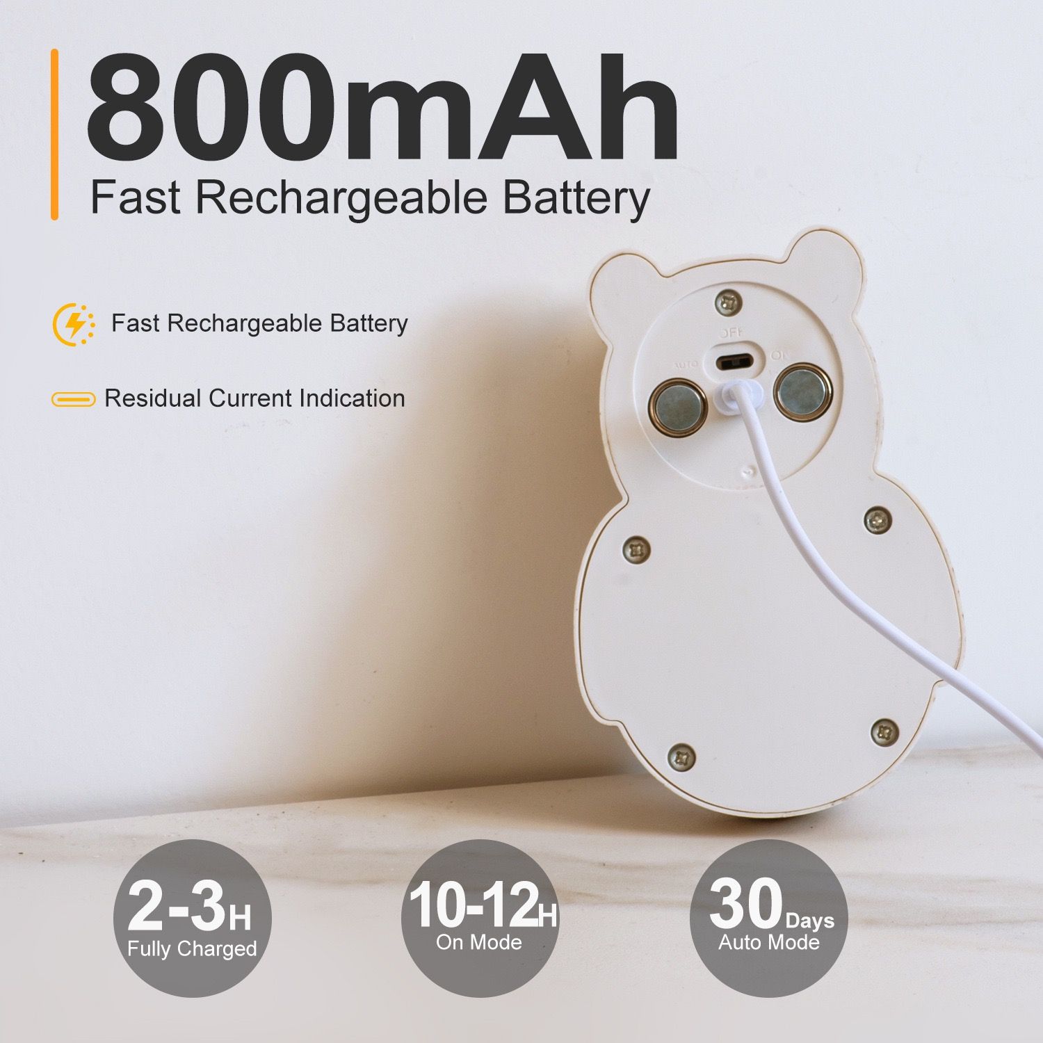 Adorable Cartoon Bear Magnetic Motion Sensor Night Light – Rechargeable LED view 7