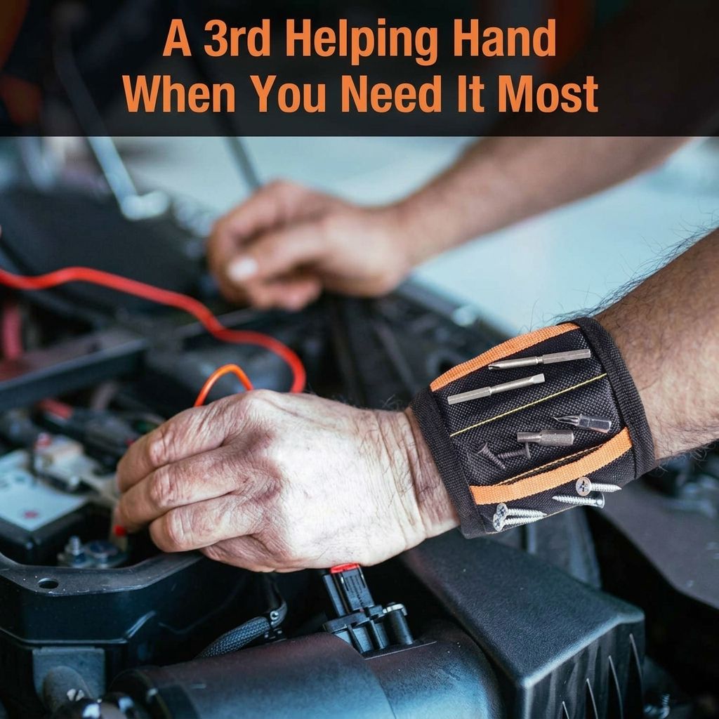 Magnetic Tool Wristband with 15 Strong Magnets and Storage Pocket – Hands-Free view 4