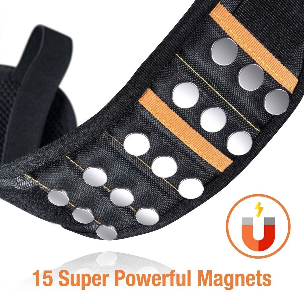 Magnetic Tool Wristband with 15 Strong Magnets and Storage Pocket – Hands-Free view 8