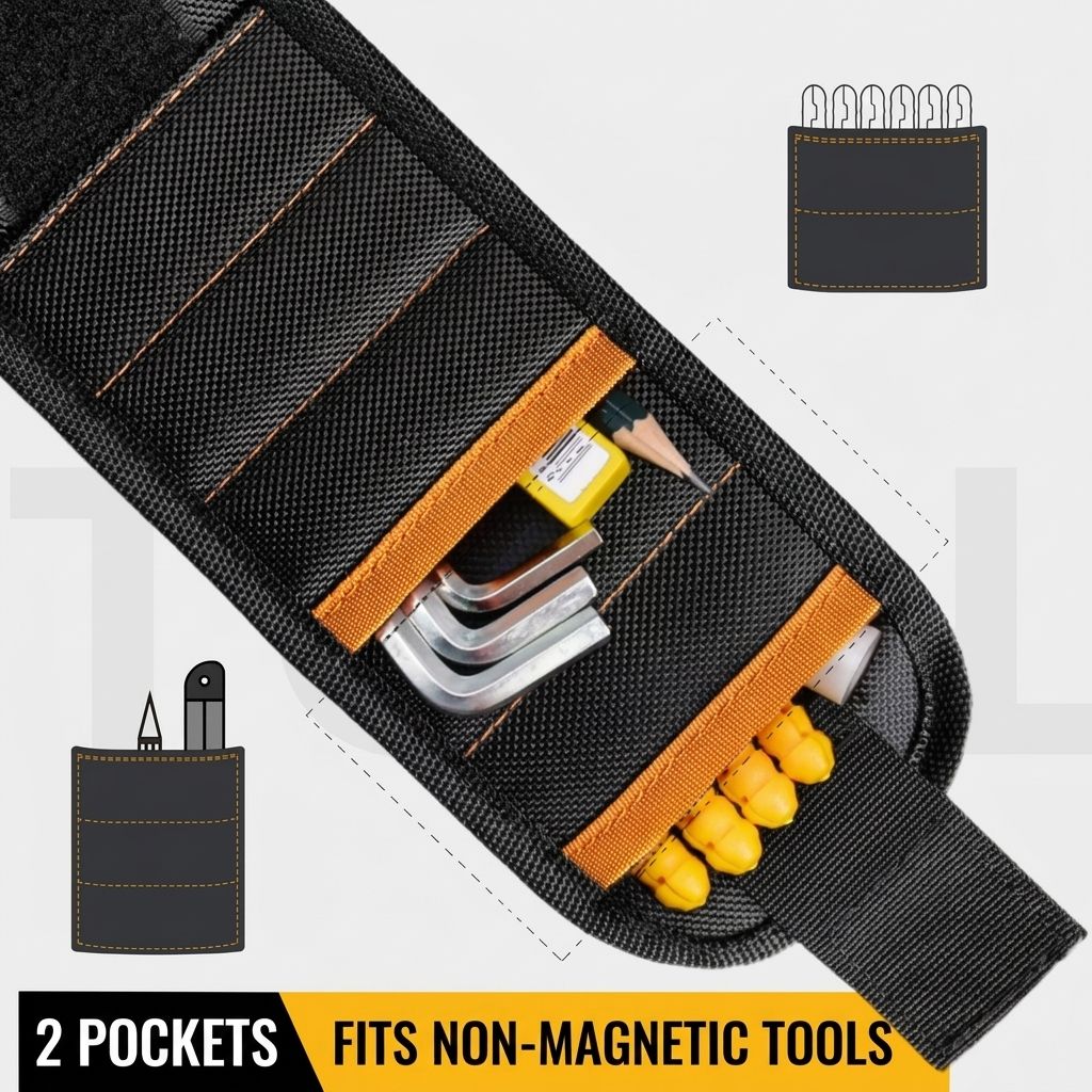 Magnetic Tool Wristband with 15 Strong Magnets and Storage Pocket – Hands-Free view 10