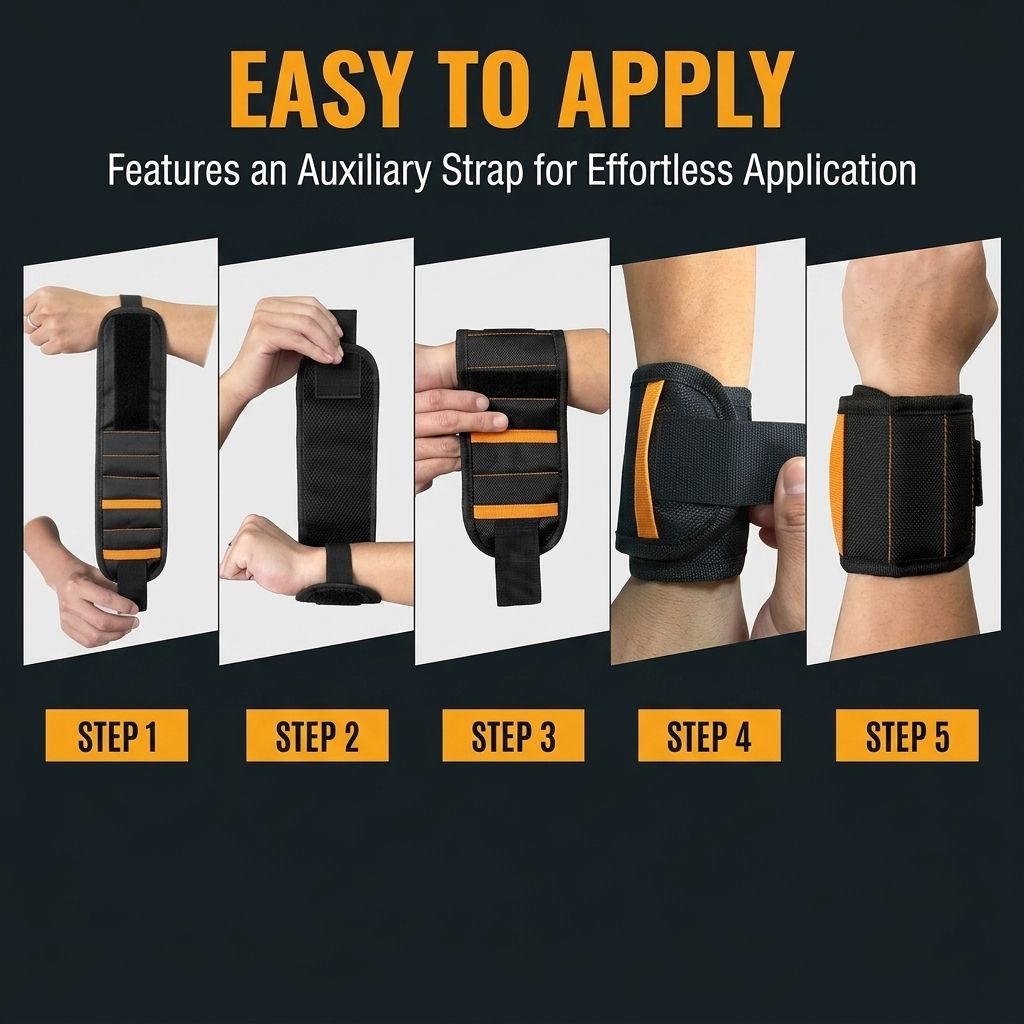 Magnetic Tool Wristband with 15 Strong Magnets and Storage Pocket – Hands-Free view 11
