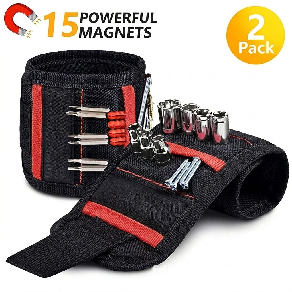 Magnetic Tool Wristband with 15 Strong Magnets and Storage Pocket – Hands-Free view 13