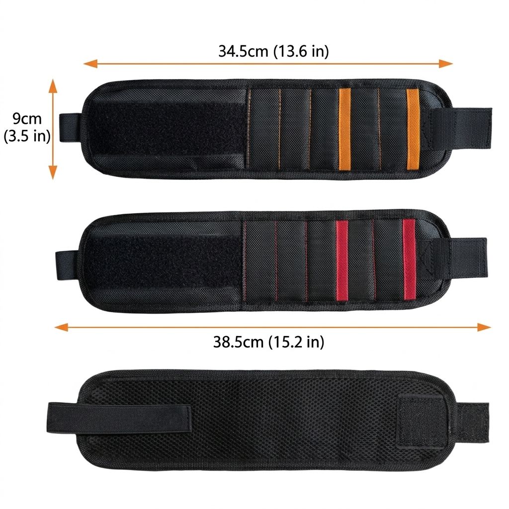 Magnetic Tool Wristband with 15 Strong Magnets and Storage Pocket – Hands-Free view 2