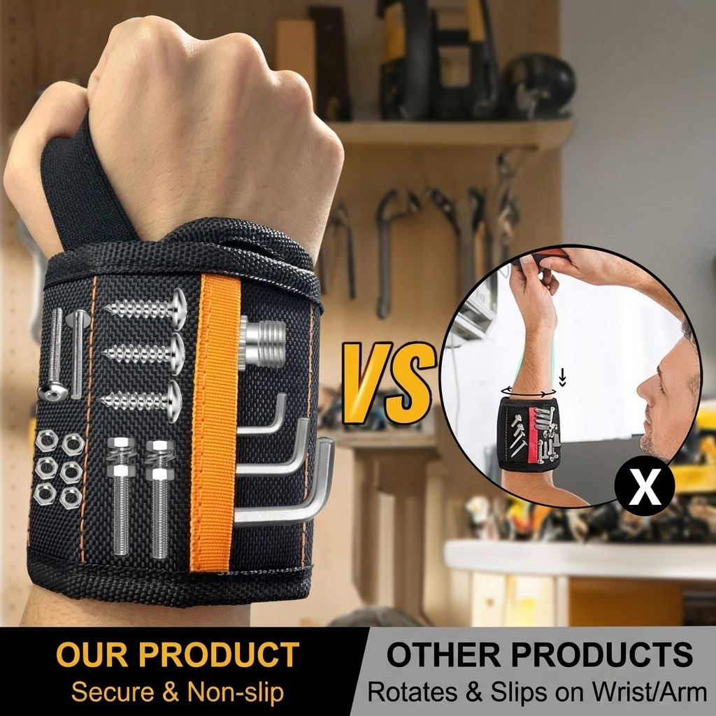 Magnetic Tool Wristband with 15 Strong Magnets and Storage Pocket – Hands-Free view 6