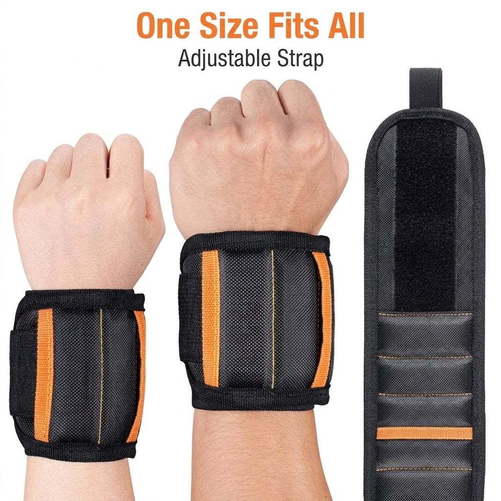 Magnetic Tool Wristband with 15 Strong Magnets and Storage Pocket – Hands-Free view 9