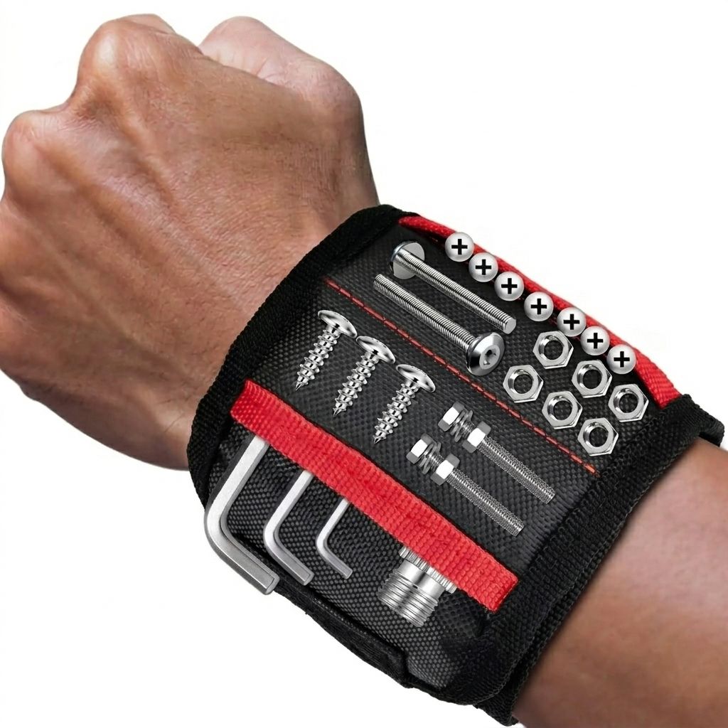 Magnetic Tool Wristband with 15 Strong Magnets and Storage Pocket – Hands-Free view 12