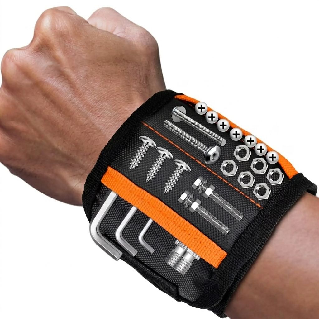 Magnetic Tool Wristband with 15 Strong Magnets and Storage Pocket – Hands-Free view 13