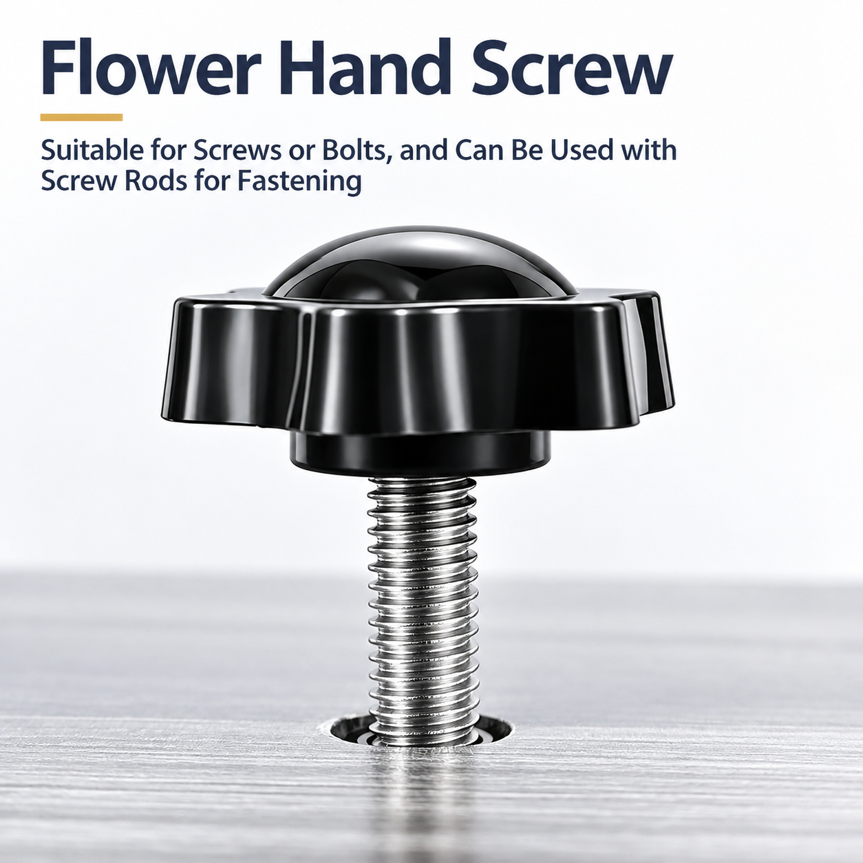 Black Six-Lobe Star Shaped Thumb Screws with Metal Threaded Stud view 5