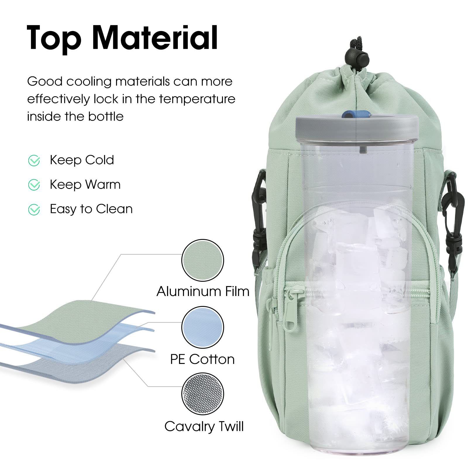 Insulated Crossbody Water Bottle Carrier with Storage Pockets view 3
