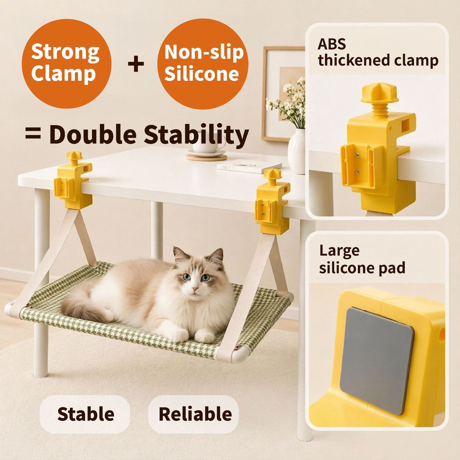 Clamp-On Hanging Cat Hammock – Space-Saving Elevated Pet Bed with Breathable view 2