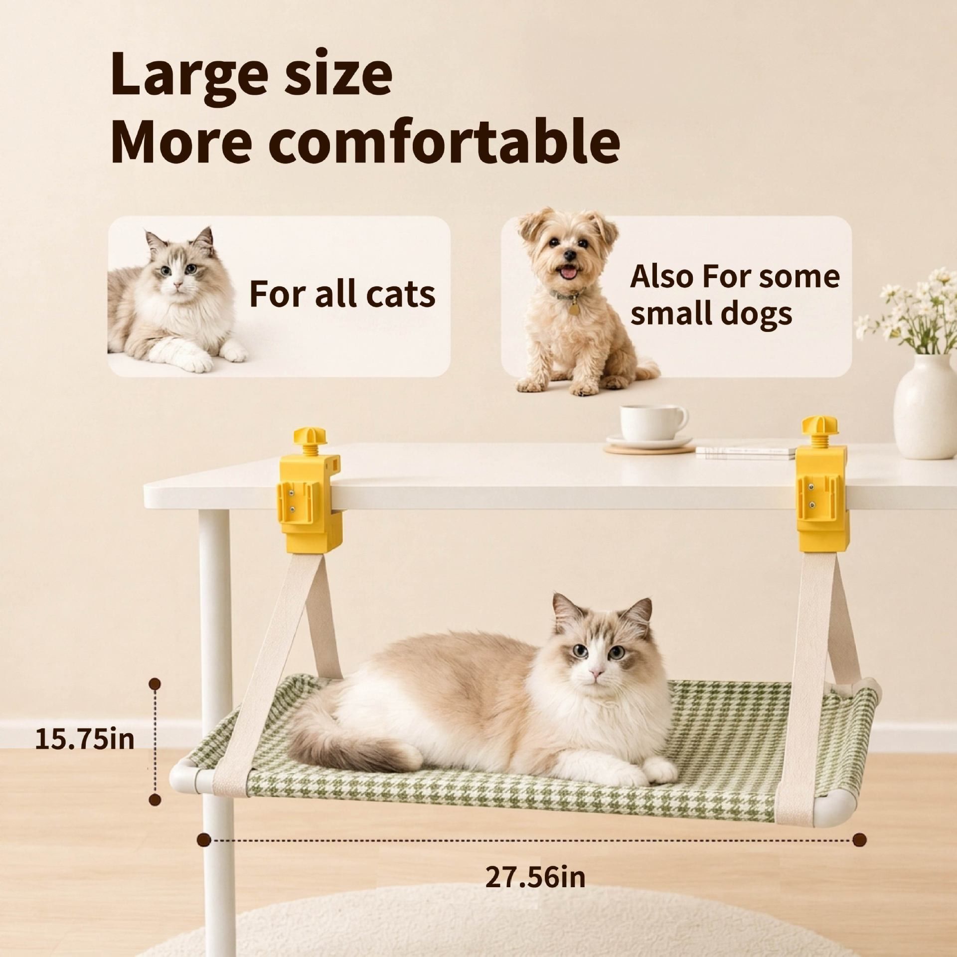 Clamp-On Hanging Cat Hammock – Space-Saving Elevated Pet Bed with Breathable view 7