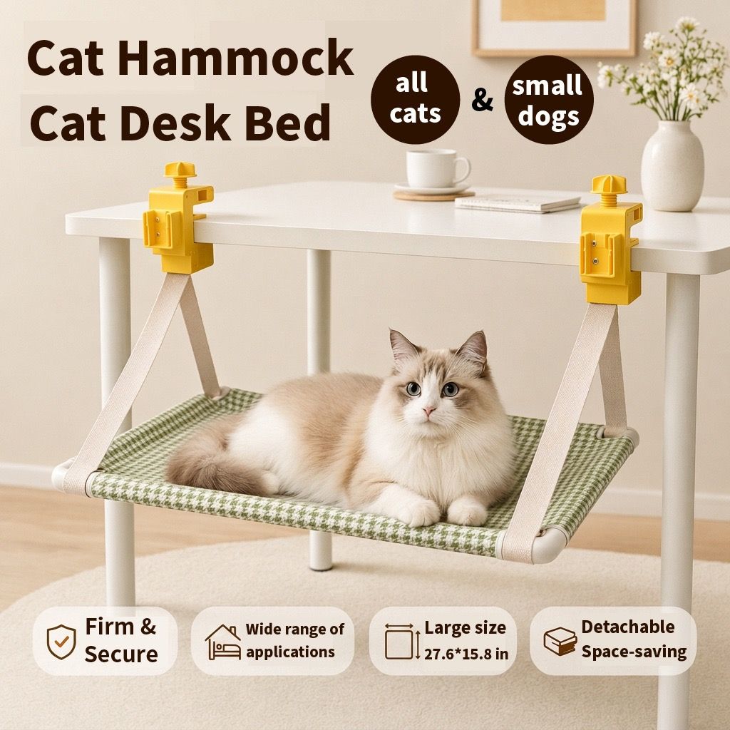 Clamp-On Hanging Cat Hammock – Space-Saving Elevated Pet Bed with Breathable view 4
