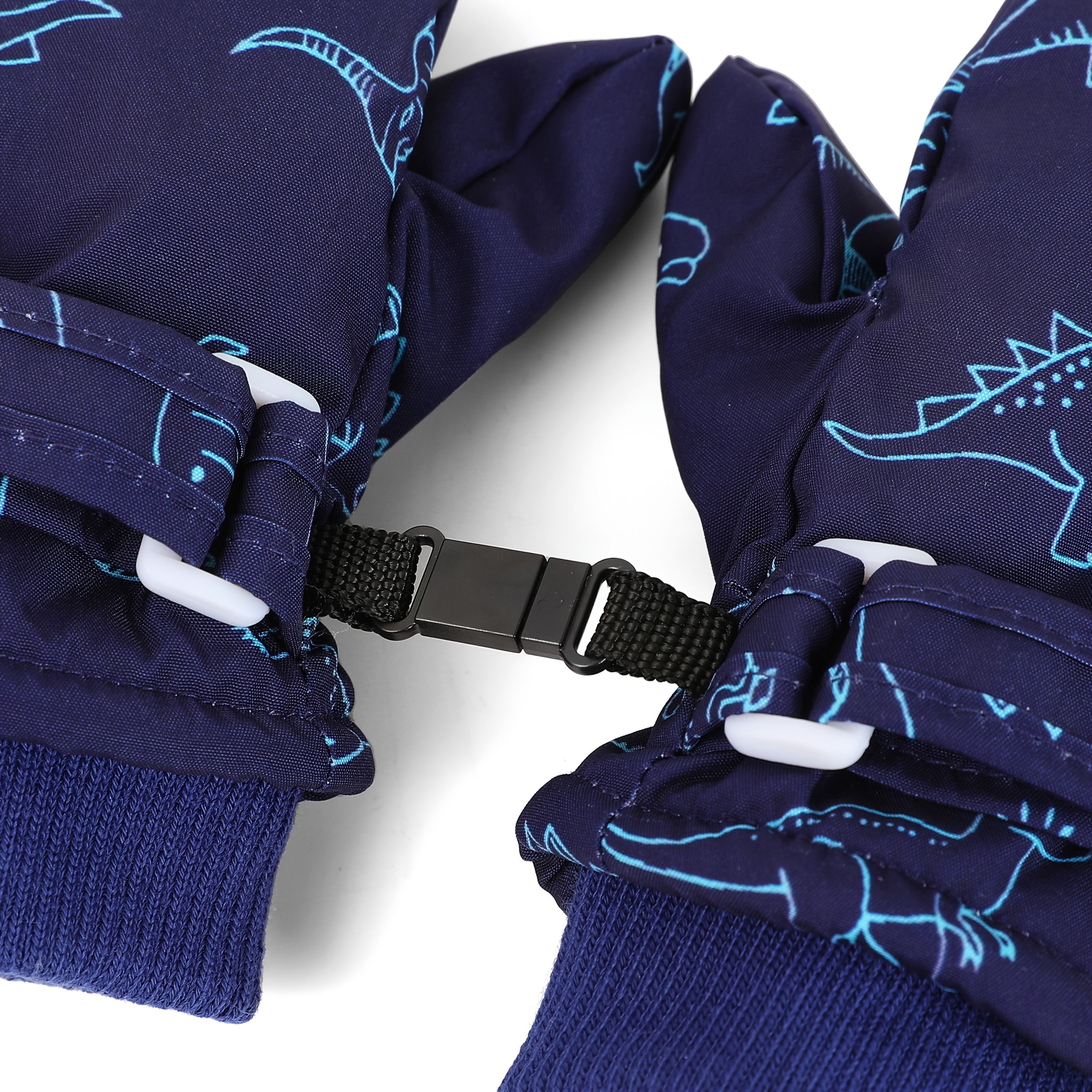 Kids' Dinosaur Patterned Warm Ski Mittens with Waterproof Shell view 7
