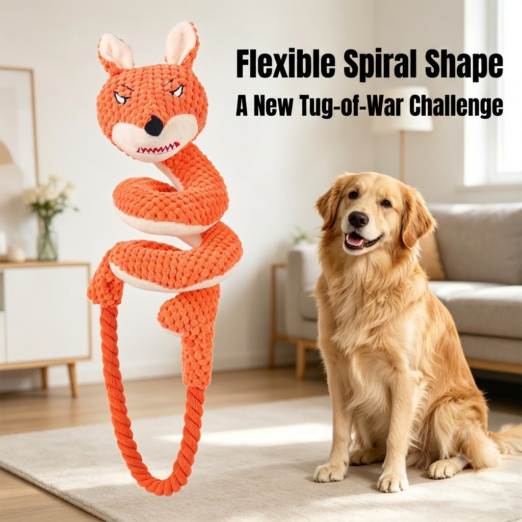 Spiral Plush Tug Toy for Large Dogs with Crinkle Sound and Durable Cotton Rope view 5