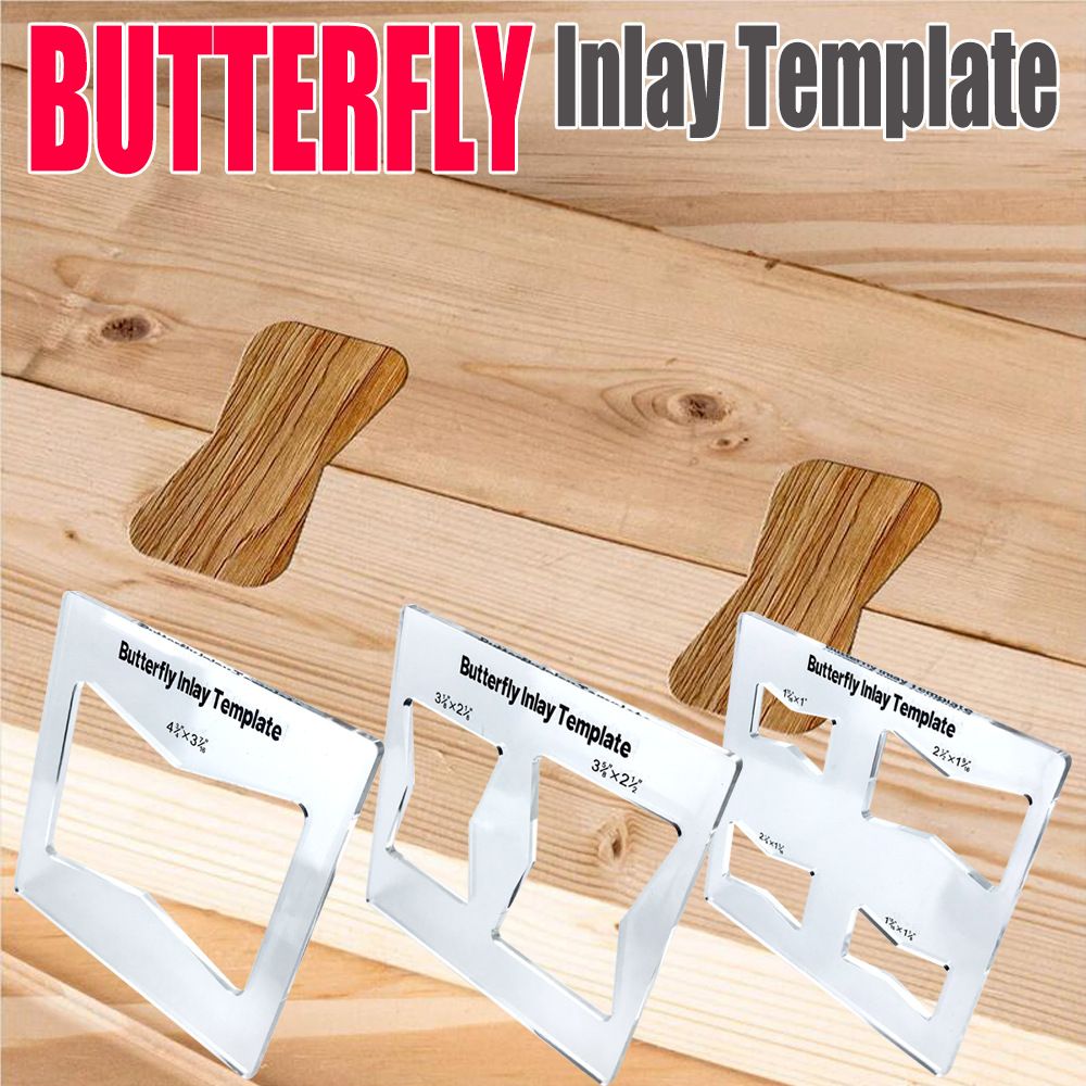 Transparent Acrylic Butterfly Inlay Template Router Jig for Woodworking view 2