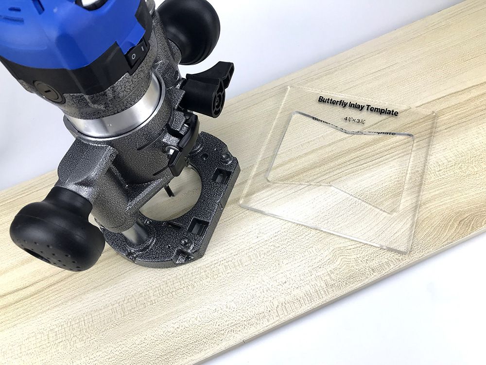 Transparent Acrylic Butterfly Inlay Template Router Jig for Woodworking view 3