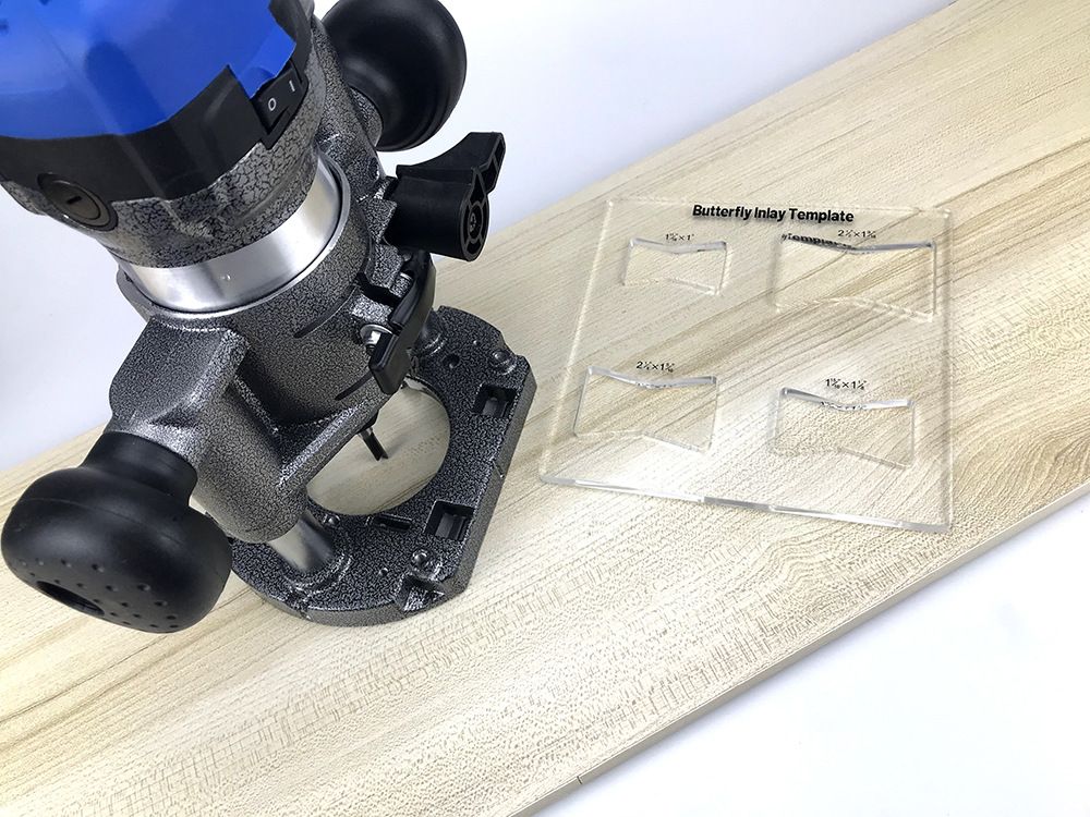 Transparent Acrylic Butterfly Inlay Template Router Jig for Woodworking view 7