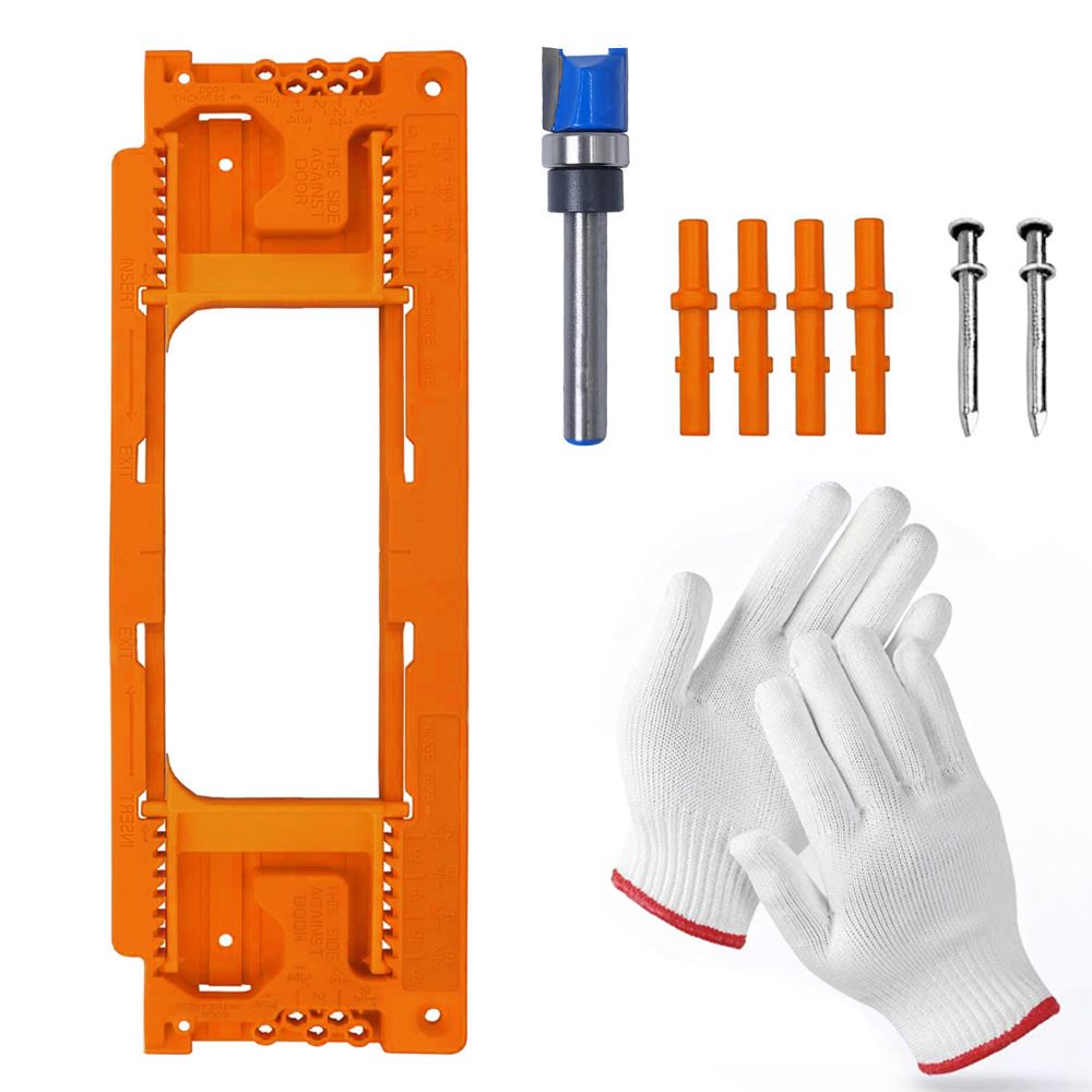 Adjustable Door Hinge Routing Template Jig Kit with Alloy Trimming Bit and