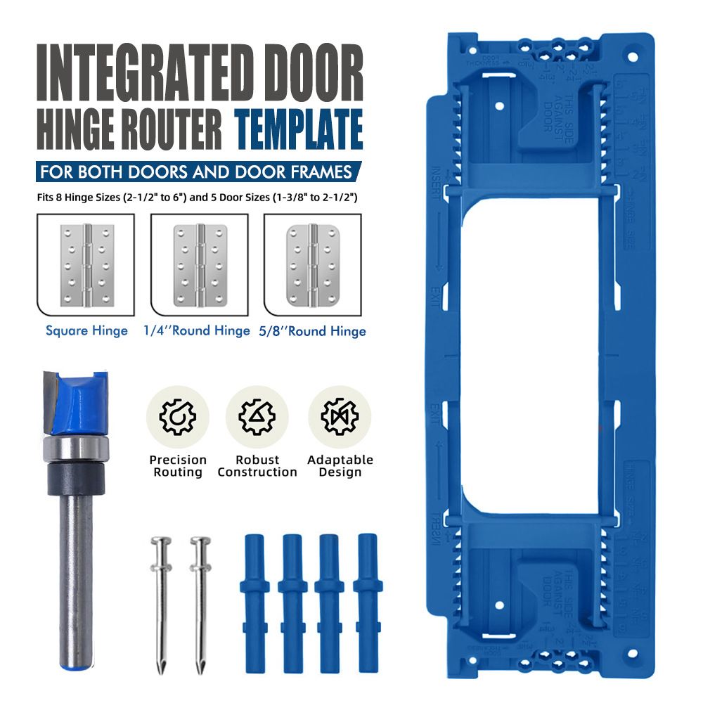 Adjustable Door Hinge Routing Template Jig Kit with Alloy Trimming Bit and view 2