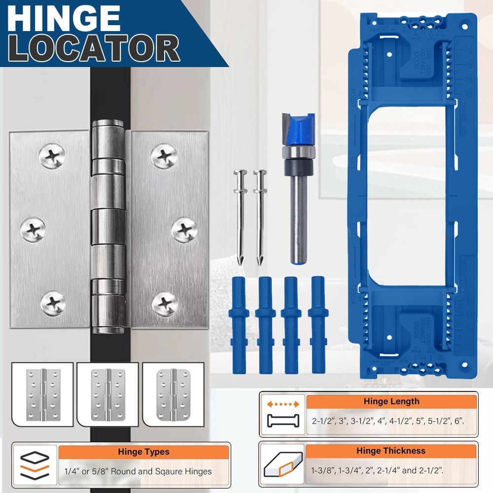Adjustable Door Hinge Routing Template Jig Kit with Alloy Trimming Bit and view 4