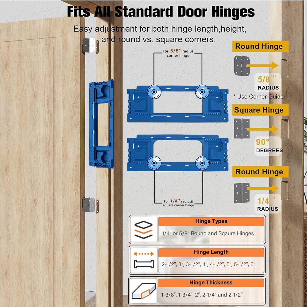 Adjustable Door Hinge Routing Template Jig Kit with Alloy Trimming Bit and view 7