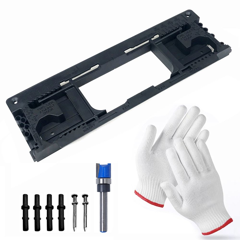 Adjustable Door Hinge Routing Template Jig Kit with Alloy Trimming Bit and view 9