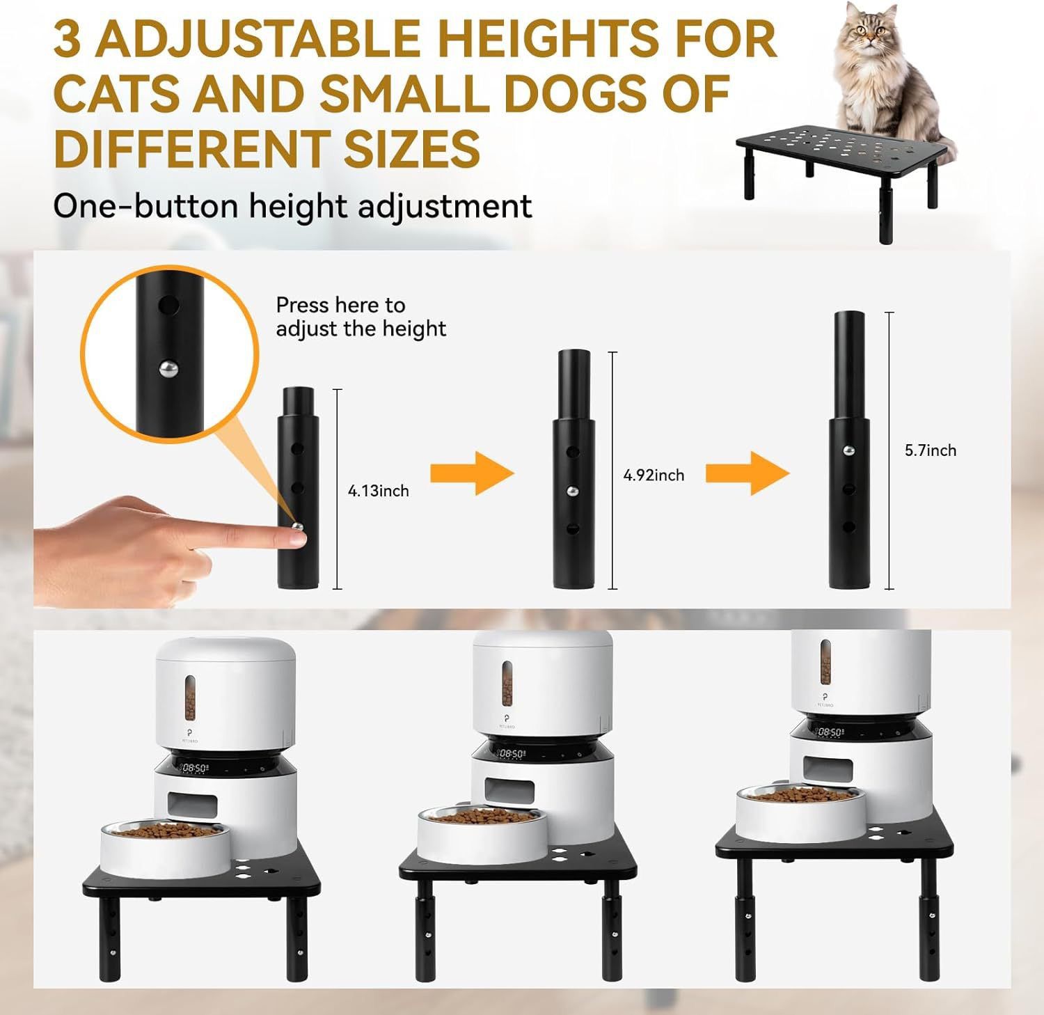 Adjustable Pet Feeder Stand for Cats and Small Dogs – Elevated Raised Bowl view 10
